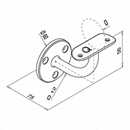 Support de main-courante pour mur; 140112-042-12; main-courante Ø42,4 mm, inox brossé 316 (14011204212) - SELL OUT