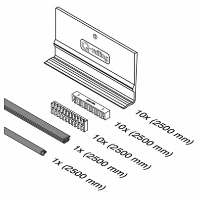 Set de cales en cautchouc, réglable, EG Pro; 208101-050-12; L=5000 mm, pour verre 12 mm (19690691200) - SELL OUT