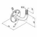 Support de main-courante pour mur, filetage M10; 130118; main-courante plat, inox brossé 304 (13011800012) - SELL OUT