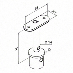 Support de main-courante sur poteau; 130711-000-00-12; Ø48,3 x 2 mm, main-courante plat, inox brossé 304 (13071120012) - SELL OUT