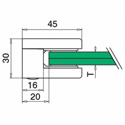 Pince à verre, MOD 2100, sans cales; 102100-000-32; plat, zamak, blanc RAL 9016 (10210000032) - NEW; SELL OUT; BLACK LINE