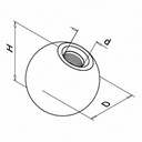 Boule décorative, massif, Ø25 mm, filetage M8; 130220-025; inox brossé 304 (13022002512) - SELL OUT