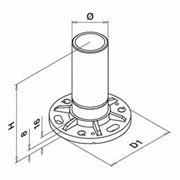Embase-manchon; 130942-242; tube Ø42,4 mm x 2 mm, inox brut 304 (13094224200) - SELL OUT