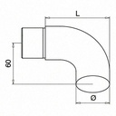 Embout coudé, 90°; 130739-048-12; pour tube Ø48,3 mm x 2,6 mm, inox brossé 304 (13073904812) - SELL OUT