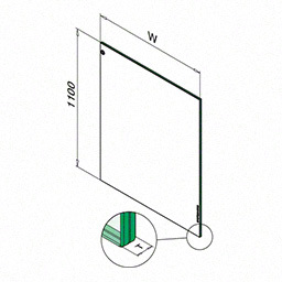 Q-glass 1100x950x16,76 mm (8-0,76-8); 195017-095-11; verre feuilleté, trempé, arêtes abattues (50110958200) - SELL OUT