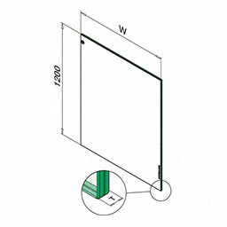 Q-glass 1200x400x16,76 mm (8-0,76-8); 195017-040-12; verre feuilleté, trempé, arêtes abattues (50120408200) - SELL OUT