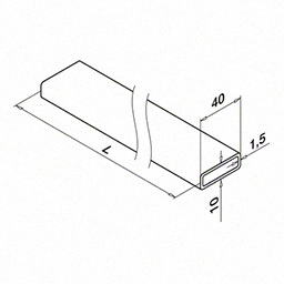 Tube rectangulaire, 40x10x1,5 mm; 134900-041-50-12; L=5000 mm, inox brossé 304 (13490004112) - SELL OUT; Q-TUBE