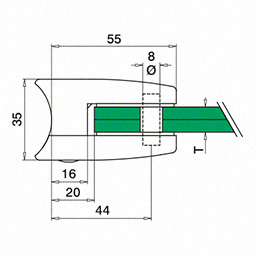 Pince à verre, MOD 26, sans cales; 142600-048-12; tube Ø48,3 mm, inox brossé 316 (14260004812) - SELL OUT