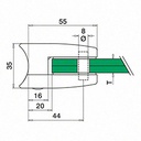 Pince à verre, MOD 26, sans cales; 142600-048-12; tube Ø48,3 mm, inox brossé 316 (14260004812) - SELL OUT
