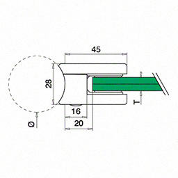 Pince à verre, MOD 21, sans cales; 132100-042-12; tube Ø42,4 mm, inox brossé 304 (13210004212) - SELL OUT