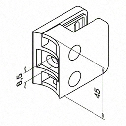 Pince à verre, MOD 21, sans cales; 132100-042-12; tube Ø42,4 mm, inox brossé 304 (13210004212) - SELL OUT