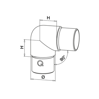 Raccord, 90°, arrondi; 130303-242-12; tube Ø42,4 mm x 2 mm, inox brossé 304 (13030324212)
