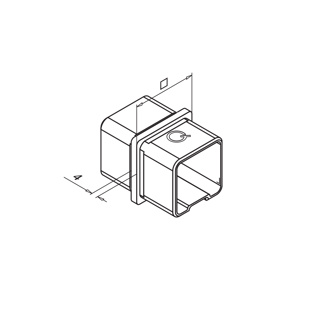 Raccord, Square Line; 144790-040-12; tube 40x40x2 mm, inox brossé 316 (14479004012)