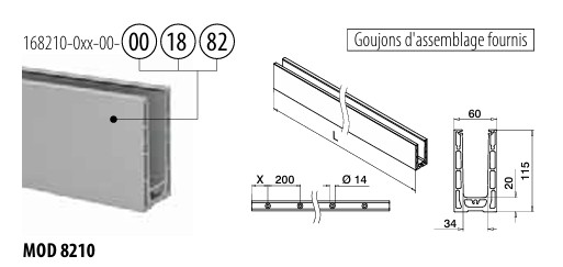 EG Smart, profil de sol, montage au sol; 168210-050-00-18; L=5000 mm, aluminium brossé, anodisé 25µm (16693050018) 