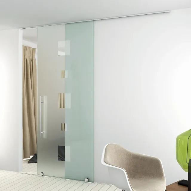 Porte coulissante sur rail au sol, double Seba