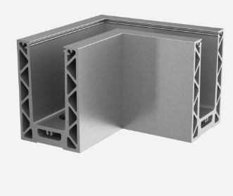 Angle 90°, Easy Glass Strong, montage au sol; 168611-00-18; , intérieur & extérieur, aluminium, brossé, anodisé 25µm - NEW