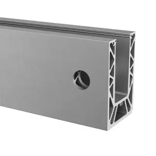 Profil de sol, Easy Glass Strong, latéral; 168630-025-00-18; , L=2500 mm, avec trous pré-percés, aluminium, brossé, anodisé 25µm - NEW