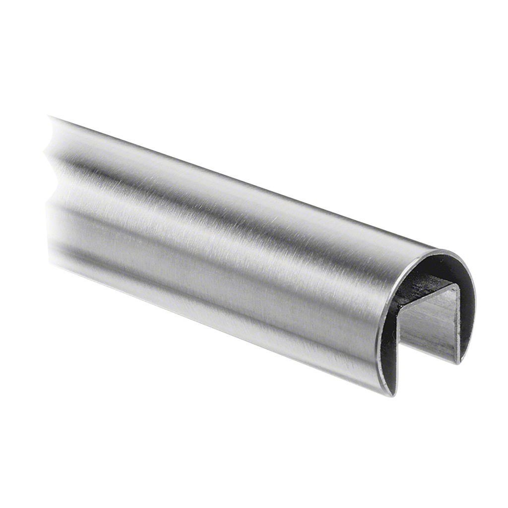 Tube à fond de gorge, Ø42,4 mm x 1,5 mm; 136920-042-50-12; L=5000 mm, U=24 mm x 24 mm, inox brossé 304 (13692004212)