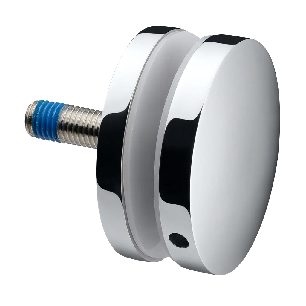 Adaptateur à verre Ø70 mm, plat, plaque 10 mm; 140748-010-10; filetage M12, verre 8 - 21,52 mm, inox poli 316 (14074800010)