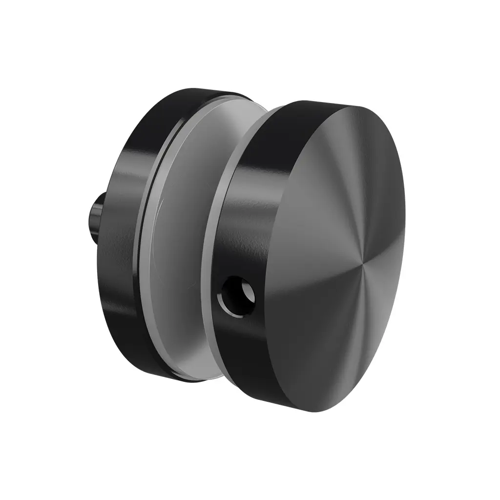 Adaptateur à verre, Ø50 mm, plat; 130747-030-82; , avec filetage M10, plaque 30 mm, pour verre 8 - 25,52 mm, acier inoxydable 304, noir satiné (RAL 9005), surface texturée, une seule couche
