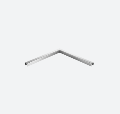 Angle horizontal 90° pour profil en U, horiz.; 146362-34-12; , U=34 x 34 mm, acier inoxydable 316, brossé