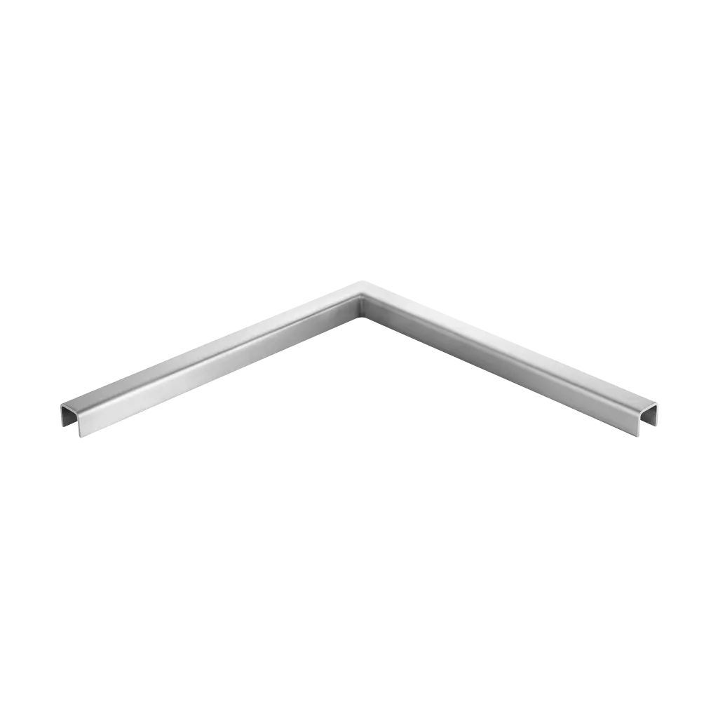 Angle horizontal 90°, profil en U, 38x36x2 mm; 146361-34; U=34x34 mm, 500x500 mm, inox brossé 316