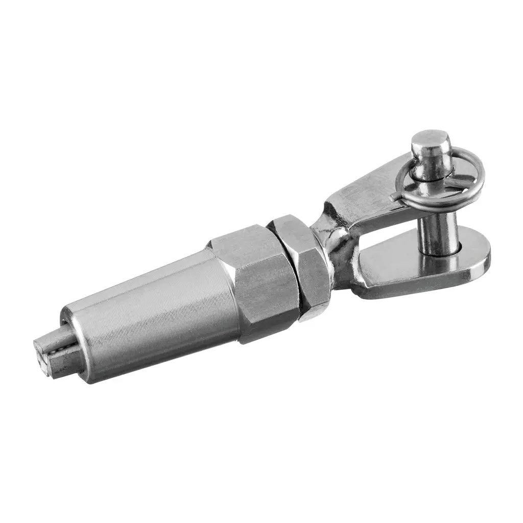 Chape avec fourche pour système de câble; 147300-006; câble 6 mm, inox brossé 316 (14730000612)