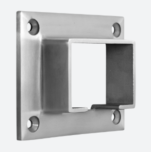 Embase murale pour tube à fond de gorge; 136545-640-12; rectangulaire, 60x40 mm, inox brossé 304 (13650564012)