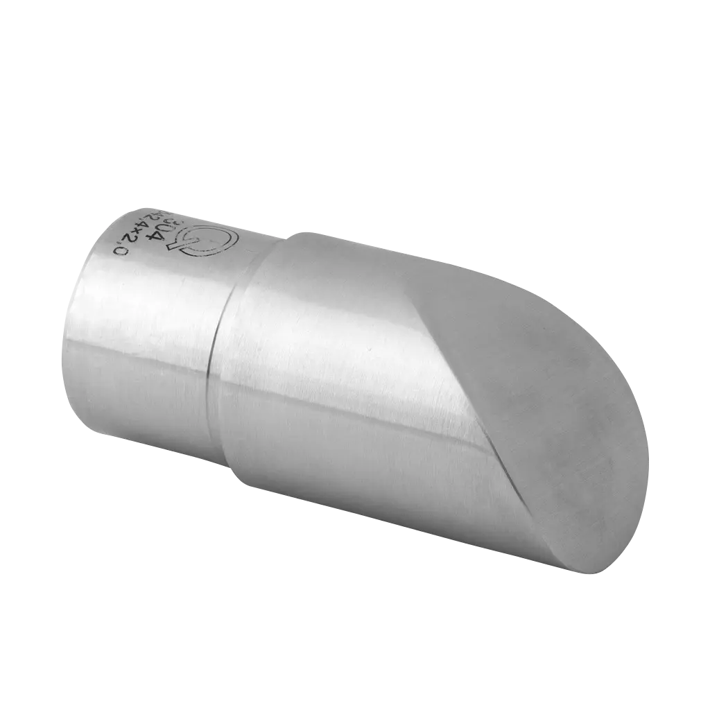 Embout pour escaliers, biseauté; 130738-242-12; pour tube Ø42,4 mm x 2 mm, inox brossé 304 (13073824212)
