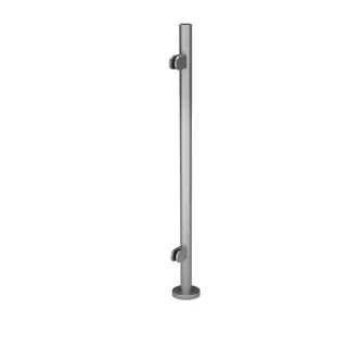 Poteau préfabriqué, pince á verre MOD 25; 149921-242-01-12; , Ø42,4 x 2 mm, H=989 mm, pince á verre une côté, acier inoxydable 316, brossé - NEW