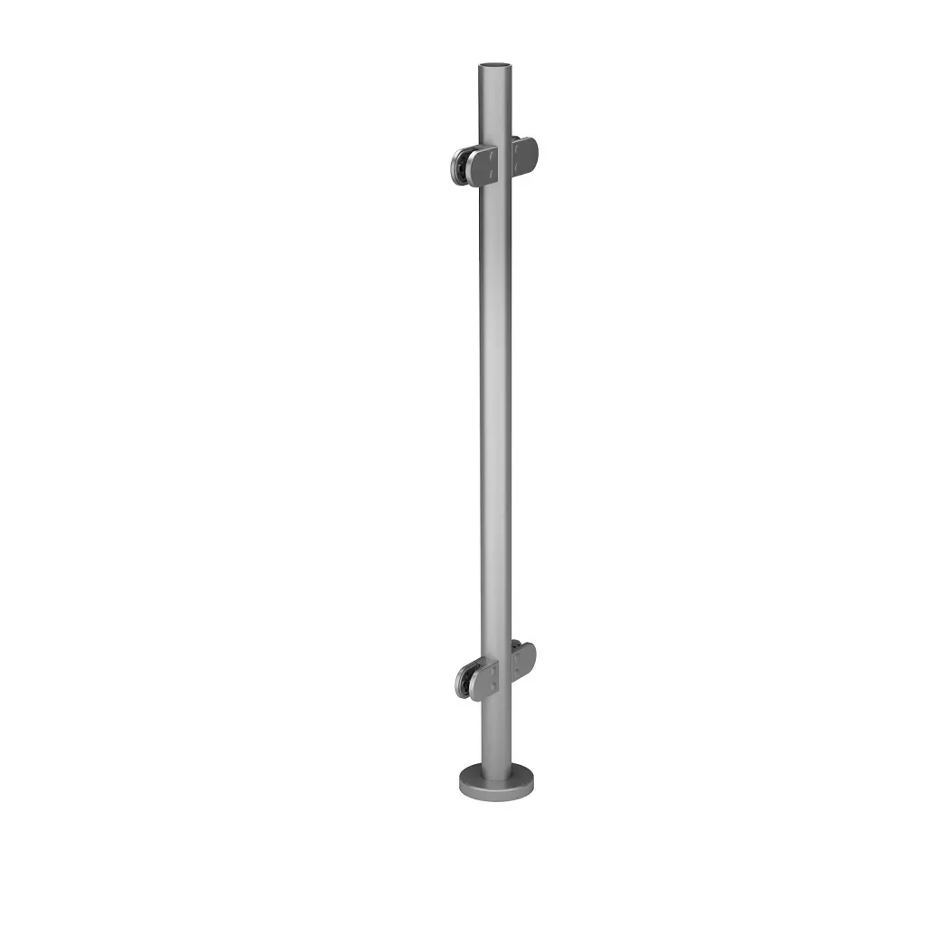 Poteau préfabriqué, pince á verre MOD 25; 149921-242-02-12; , Ø42,4 x 2 mm, H=989 mm, pince á verre deux côtés, acier inoxydable 316, brossé - NEW