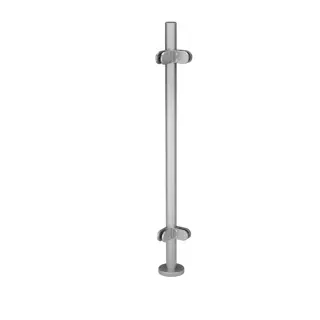 Poteau préfabriqué, pince á verre MOD 25; 149921-242-90-12; , Ø42,4 x 2 mm, H=989 mm, pince á verre deux côtés 90°, acier inoxydable 316, brossé