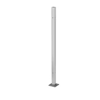Poteau, 40x40x2 mm, M8 deux côtés 90°; 134972-040-90-12; pince à verre, horiz., H=989 mm, inox brossé 304 (13497404012)