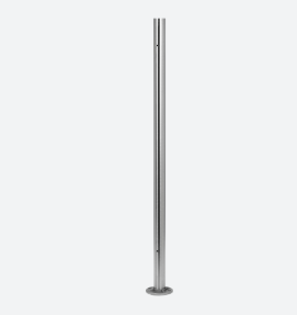 Poteau, Ø48,3 mm x 2 mm, M8 un côté; 140962-248-01-12; pince à verre, horiz., H=989 mm, inox brossé 316 (14096224812)