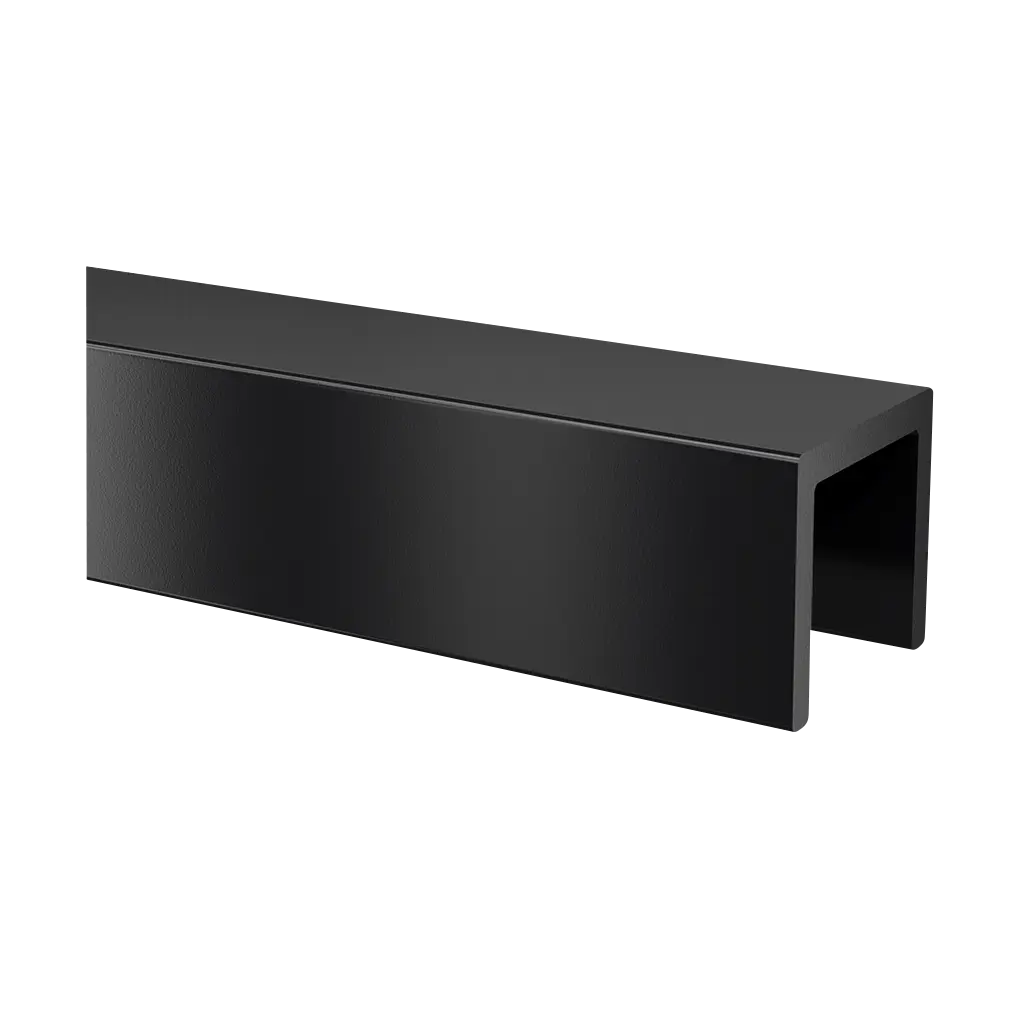 Profil en U, Easy Glass; 166944-050-22-82; , L=5000 mm, pour verre 21,52 mm, aluminium, noir satiné (RAL 9005), surface texturée, une seule couche - NEW; BLACK LINE