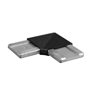 Raccord, 90°, main-courante 40x10 mm; 134301-041-82; , acier inoxydable 304, noir satiné (RAL 9005), surface texturée, une seule couche