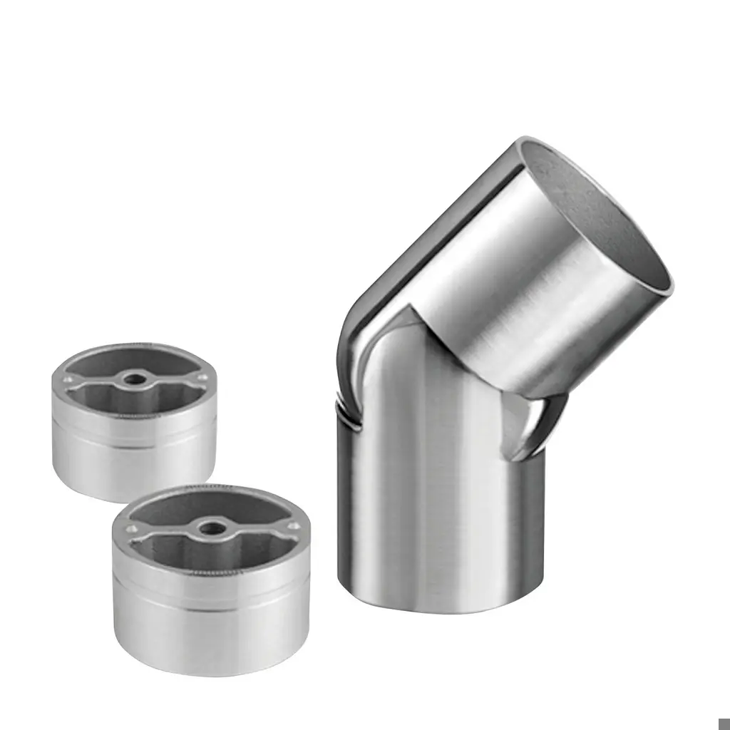 Raccord, orientable (0°-70°) incl. 2 adaptateurs; 180313-042; main-courante bois Ø42 mm, inox brossé 316 (22031204212)