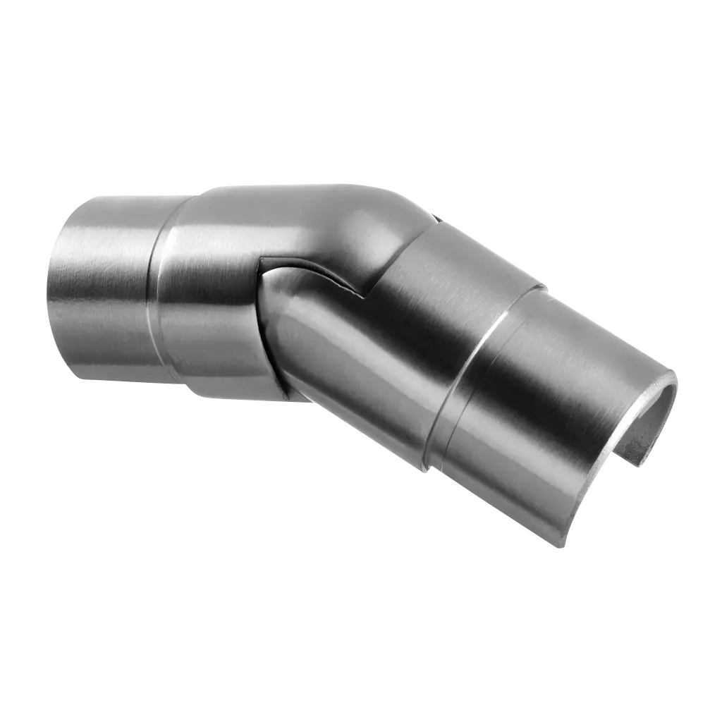 Raccord, orientable (25°-55°), vers le bas; 136302-048-02-12; tube à fd de gorge, Ø48,3x1,5 mm, inox brossé 304 (13630204812)