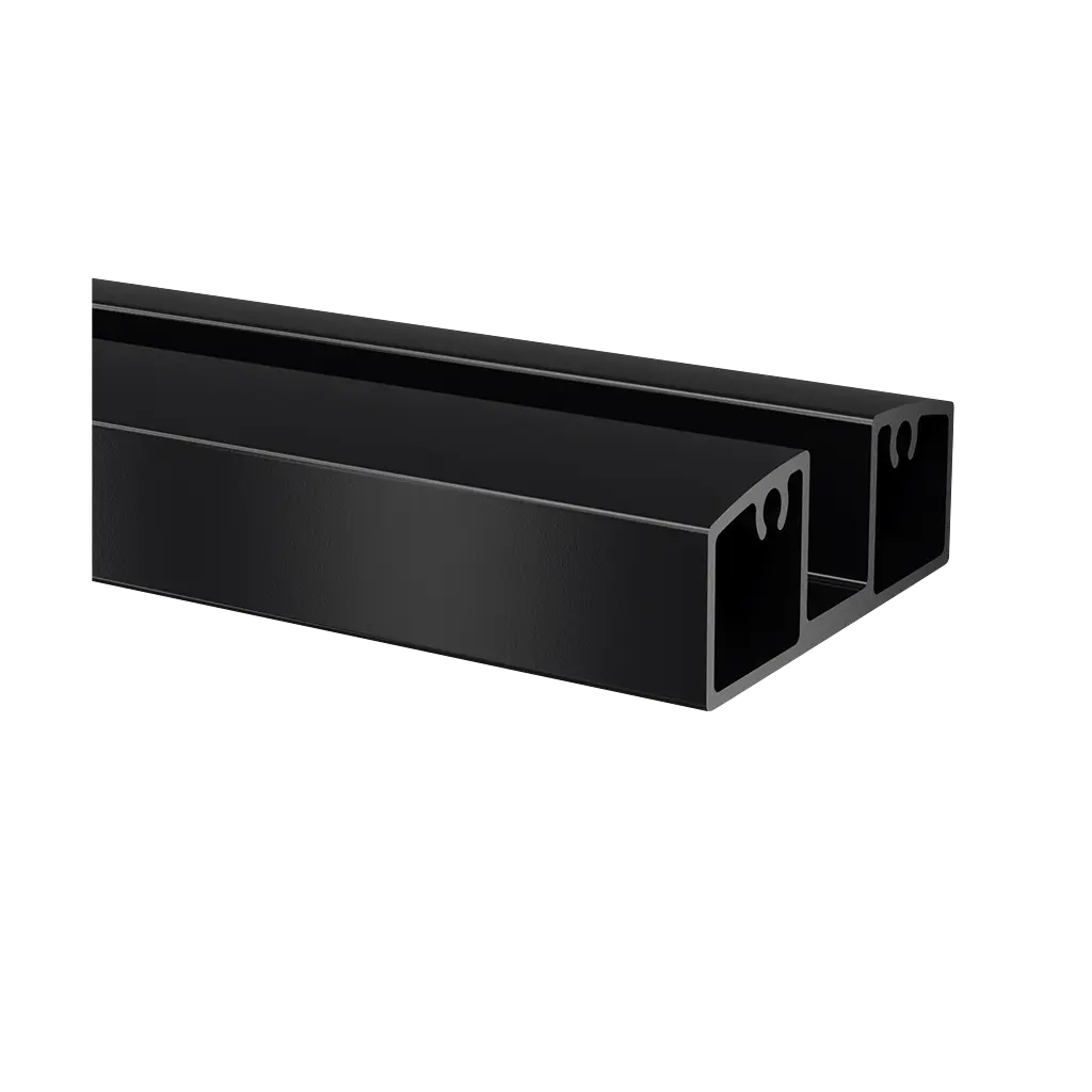 Rail de verre, bas, 55x25 mm, Easy Alu; 165952-050-82; , L=5000 mm, aluminium, noir satiné (RAL 9005), surface texturée, une seule couche
