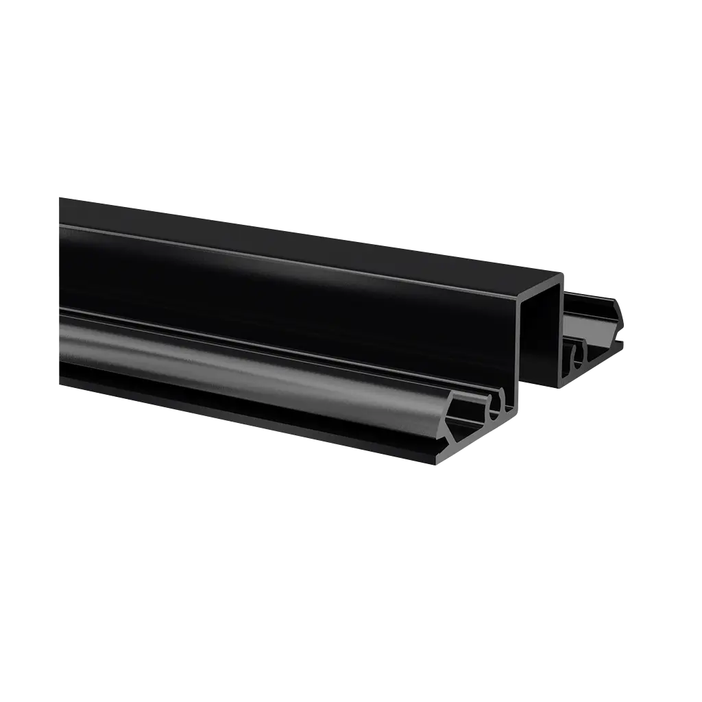 Rail de verre, haut, 67x19 mm, Easy Alu; 165951-050-82; , L=5000 mm, aluminium, noir satiné (RAL 9005), surface texturée, une seule couche
