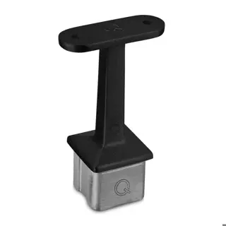 Support de main-cour., plat, 40x40mm poste; 134710-000-00-82; , main-courante plat, acier inoxydable 304, noir satiné (RAL 9005), surface texturée, une seule couche