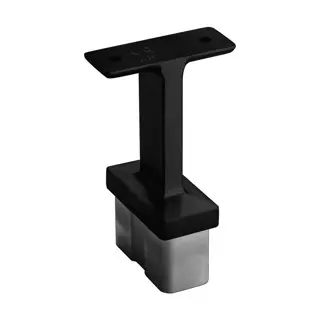 Support de main-courante, droit; 144711-000-82; , pour poteau 60 x 30 mm, main-courante plat, acier inoxydable 316, noir satiné (RAL 9005), surface texturée, une seule couche