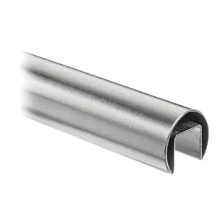 Tube à fond de gorge, Ø42,4 mm x 1,5 mm; 136920-042-25-12; L=2500 mm, U=24 mm x 24 mm, inox brossé 304 (13692504212)