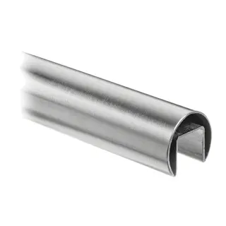 Tube à fond de gorge, Ø48,3 mm x 1,5 mm; 136920-048-50-12; L=5000 mm, U=27 mm x 30 mm, inox brossé 304 (13692004812)