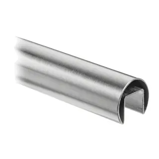 Tube à fond de gorge, Ø48,3 mm x 1,5 mm; 146920-048-50-12; L=5000 mm, U=27 mm x 30 mm, inox brossé 316 (14692004812)