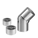Raccord, orientable (0°-70°), incl. 2 adaptateurs, main-courante bois Ø42 mm, inox brossé 304