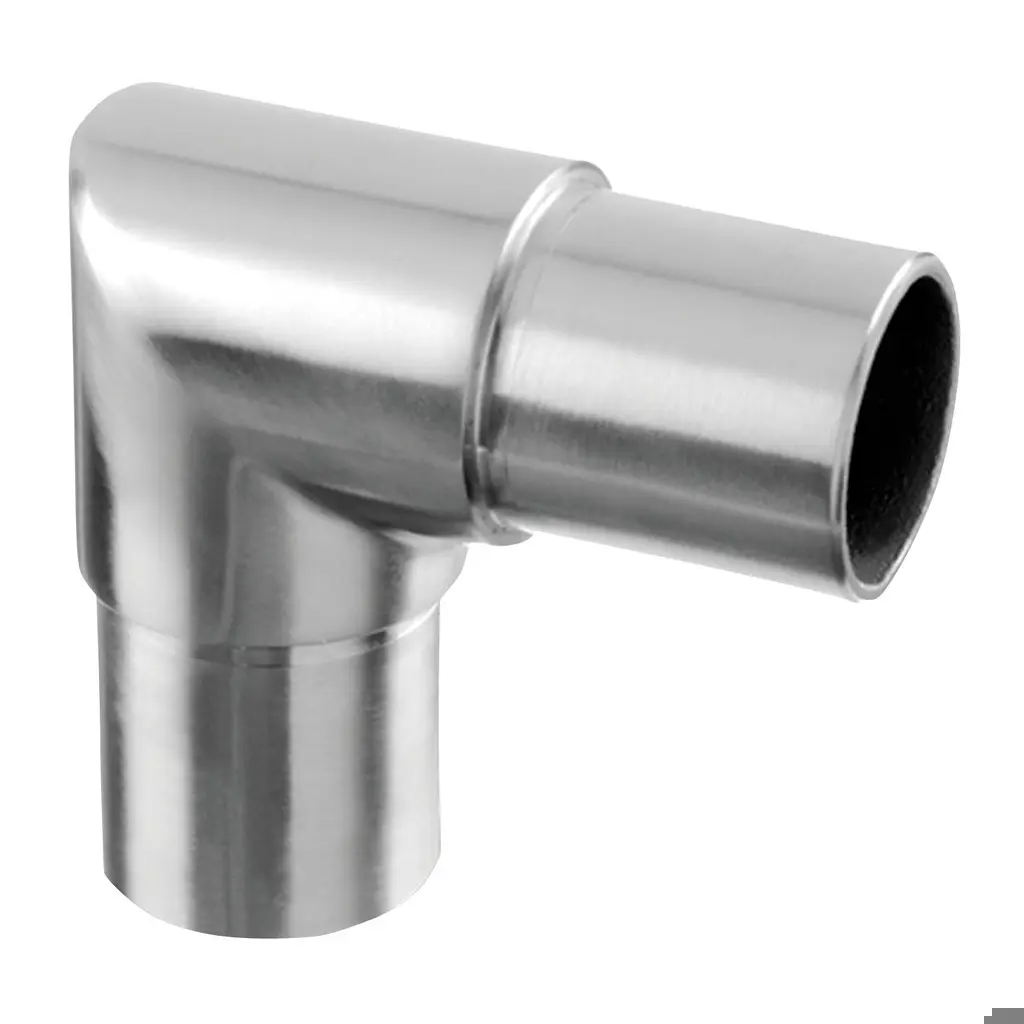 Raccord, 90°, carré, tube Ø42,4 mm x 2,6 mm, inox brossé 304