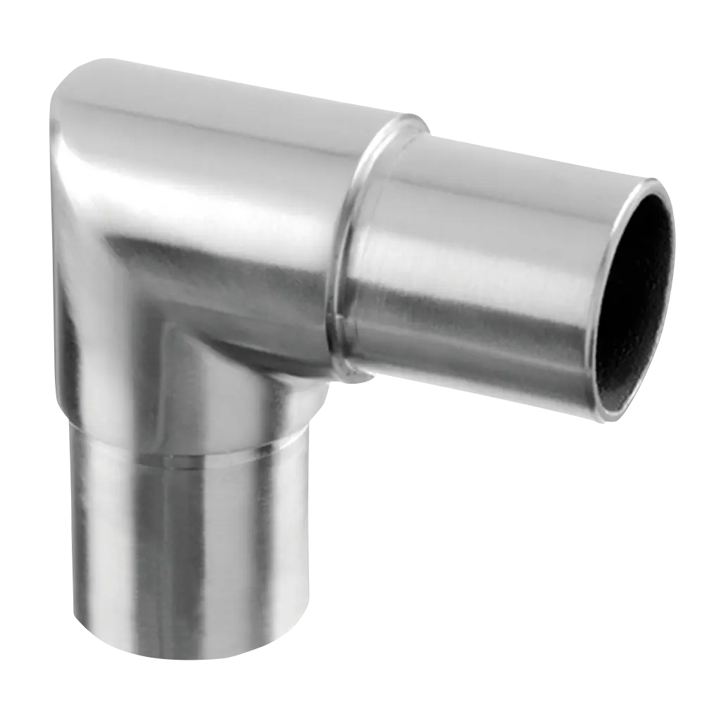 Raccord, 90°, carré, tube Ø33,7 mm x 2 mm, inox brossé 304