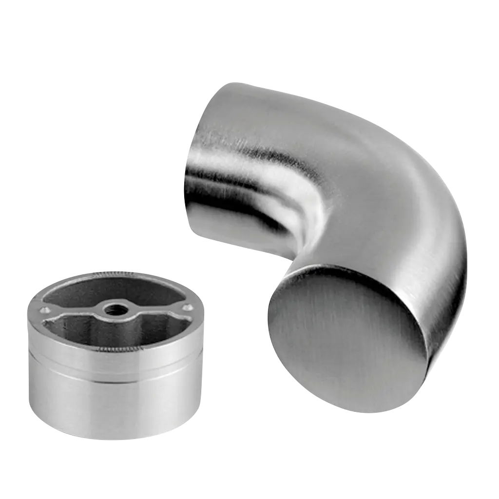 Embout coudé, 90°, incl. 1 adaptateur; 170739-048, pour main-courante bois Ø48 mm, inox brossé 304 (20073904812)