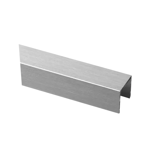 Profil en U, 17,25 x 15 x 2 mm, MOD 6944; 166944-050-13-18; , pour verre 12,76 mm, L=5000 mm, aluminium brossé, anodisé (16694001318)
